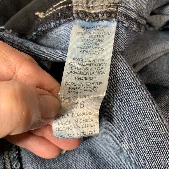 Democracy “Ab” Solution blue jean #B1965QNSH w‎ asymmetrical hem. EUC Size 16 - Picture 13 of 14